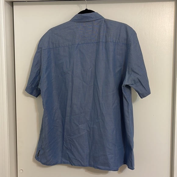 Armani Exchange blue checkered short sleeved button down shirt - Picture 2 of 3